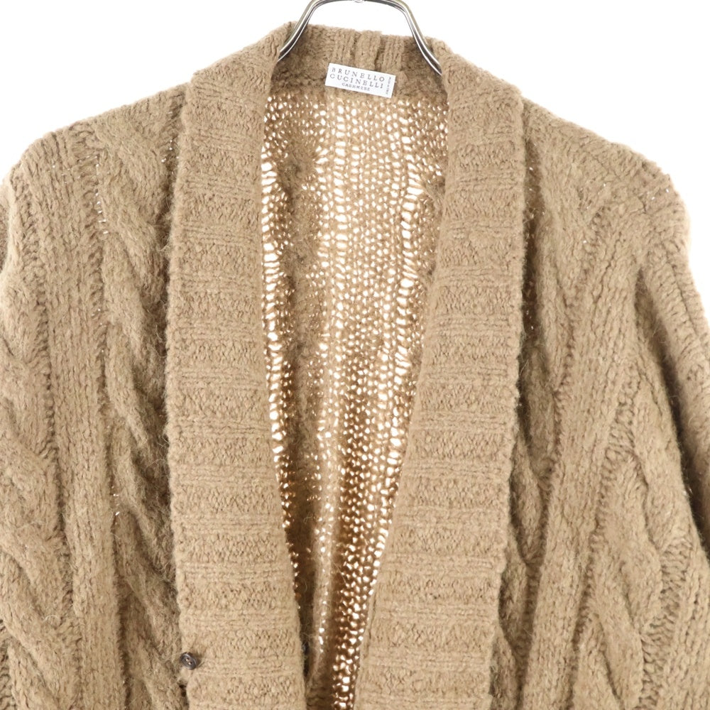 BRUNELLO CUCINELLI(ブルネロクチネリ) カシミヤ混 アルパカウール ローゲージ ニット カーディガン ブラウン