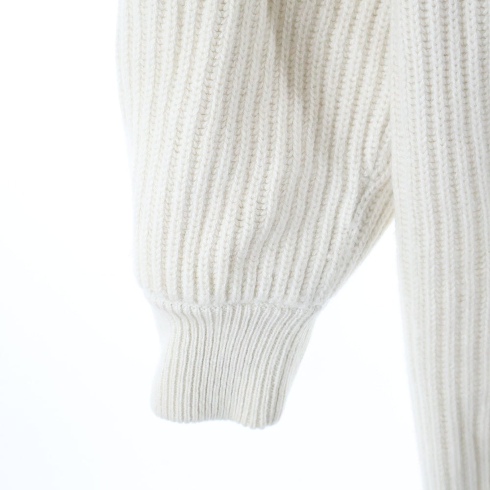 BRUNELLO CUCINELLI(ブルネロクチネリ) モニーレ 装飾 カシミヤ ニット モックネック ジップアップ ロング ジャケット ドライバーズニット ホワイト