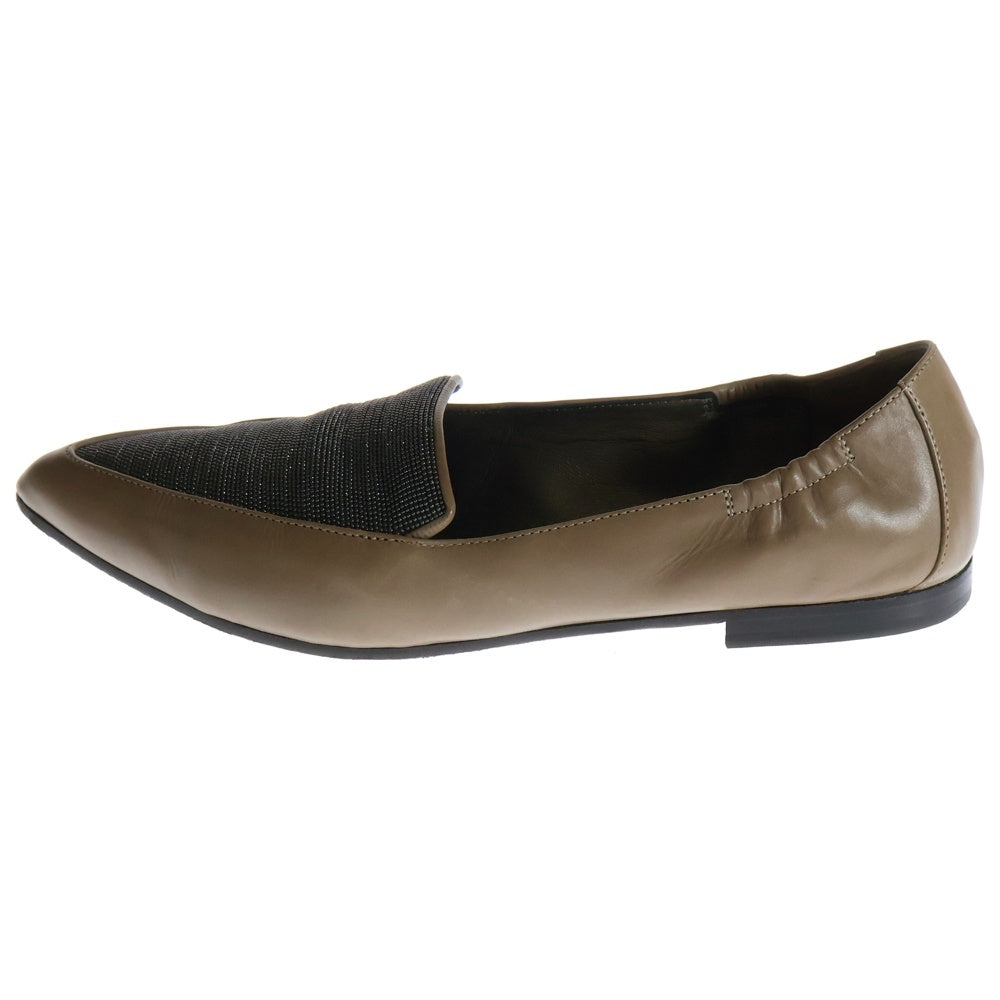 BRUNELLO CUCINELLI(ブルネロクチネリ) モニーレ 装飾 レザー ローカットシューズ パンプス ブラウン レディース