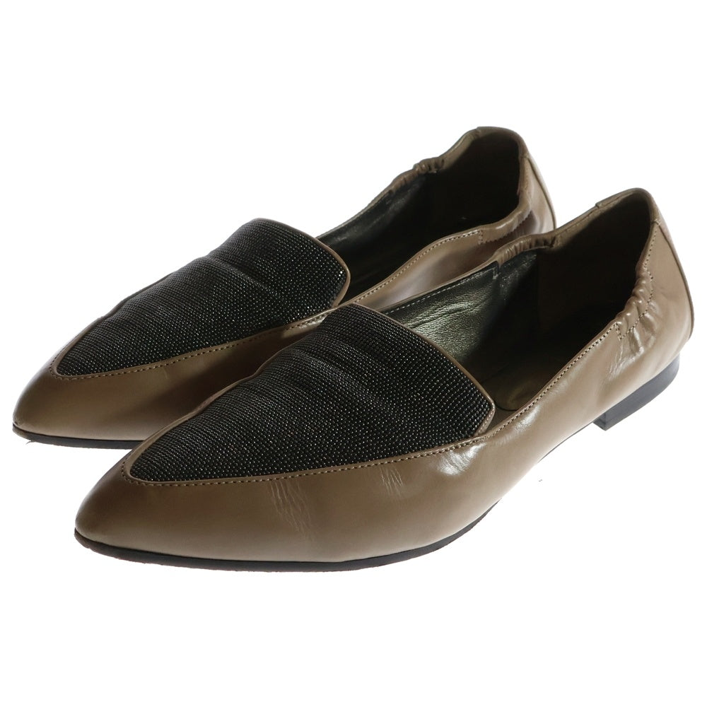 BRUNELLO CUCINELLI(ブルネロクチネリ) モニーレ 装飾 レザー ローカットシューズ パンプス ブラウン レディース