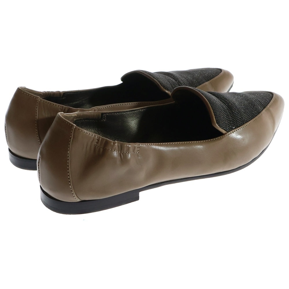 BRUNELLO CUCINELLI(ブルネロクチネリ) モニーレ 装飾 レザー ローカットシューズ パンプス ブラウン レディース