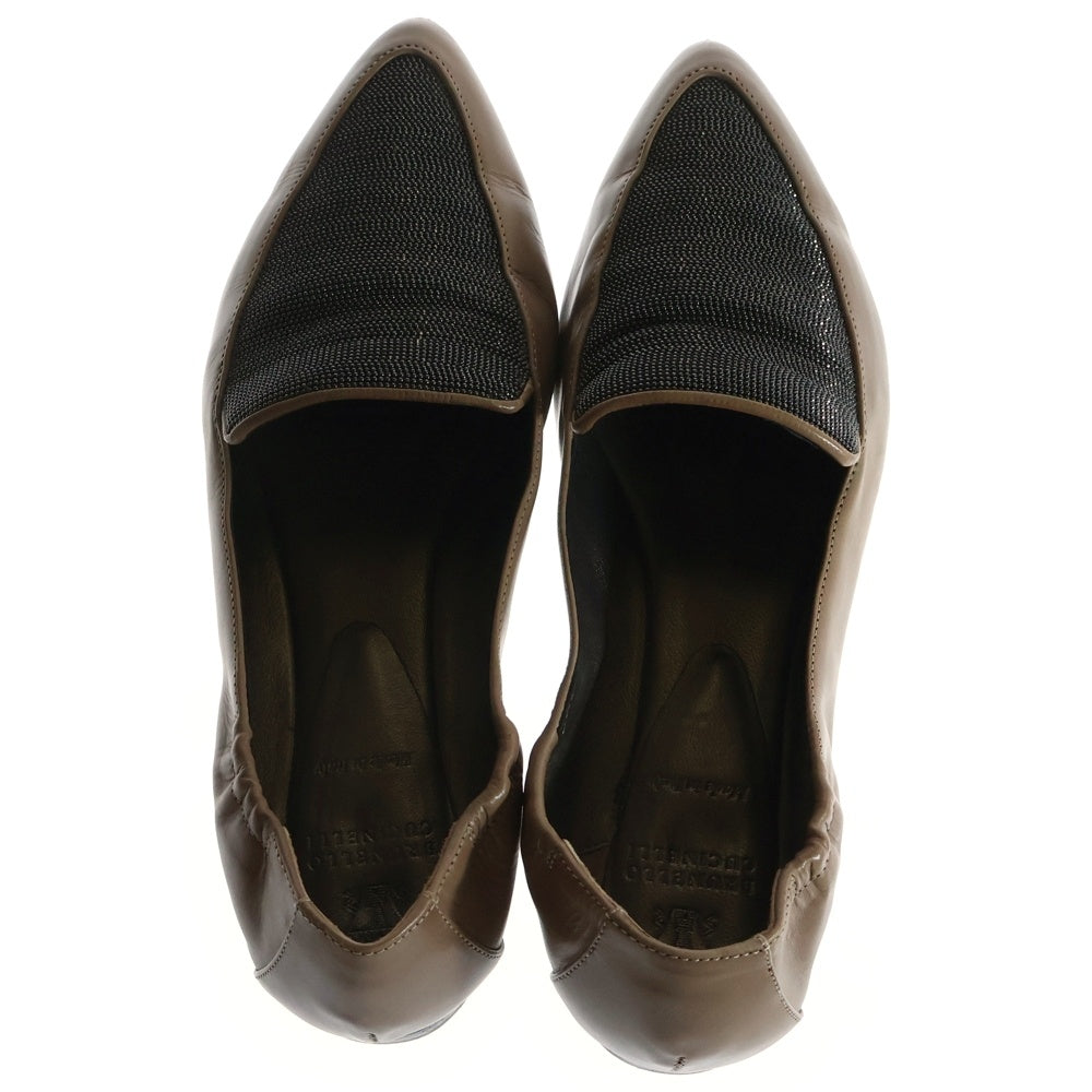 BRUNELLO CUCINELLI(ブルネロクチネリ) モニーレ 装飾 レザー ローカットシューズ パンプス ブラウン レディース