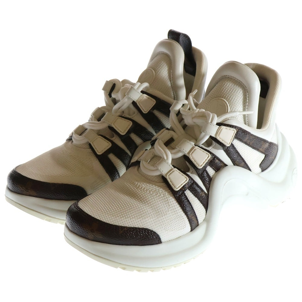 LOUIS VUITTON(ルイヴィトン) 18SS LV アークライト モノグラム PVC レザー レースアップ 厚底ローカットスニーカー ホワイト/ブラウン レディース 1A43L1
