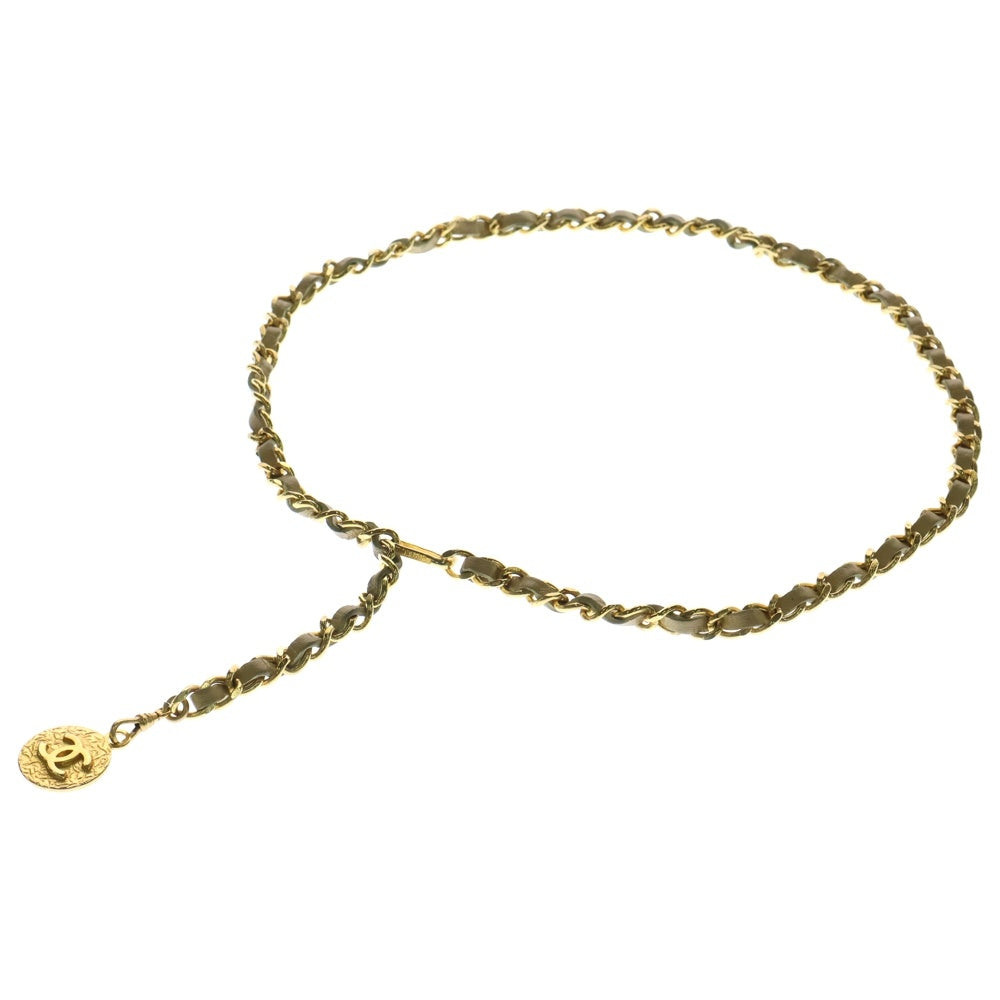 CHANEL(シャネル) チェーンベルト GP×レザー ベージュ×ゴールド