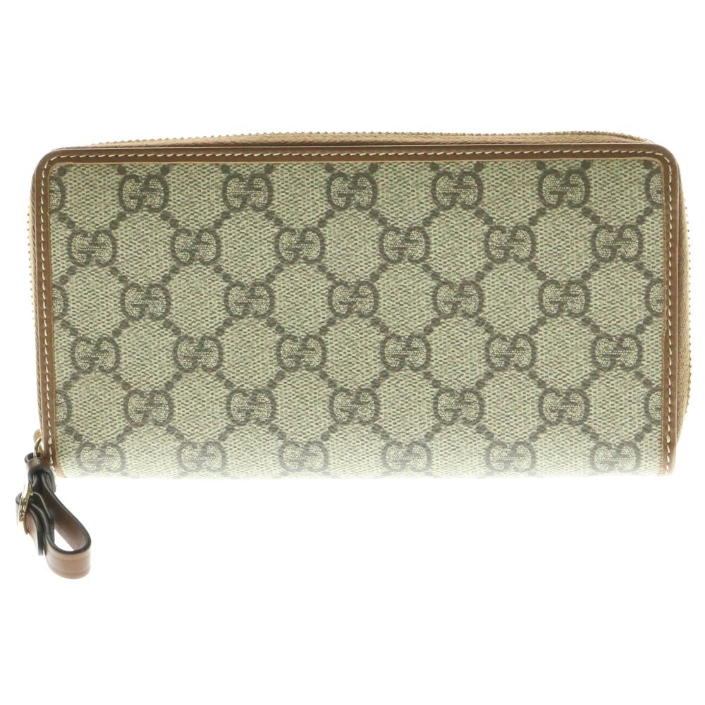 GUCCI(グッチ) GGエンブレム ジップアラウンドウォレット ベージュ PVC 長財布 819122