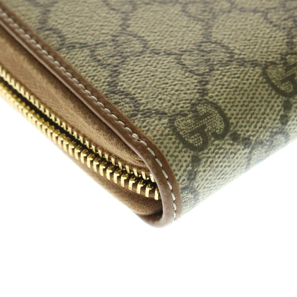 GUCCI(グッチ) GGエンブレム ジップアラウンドウォレット ベージュ PVC 長財布 819122