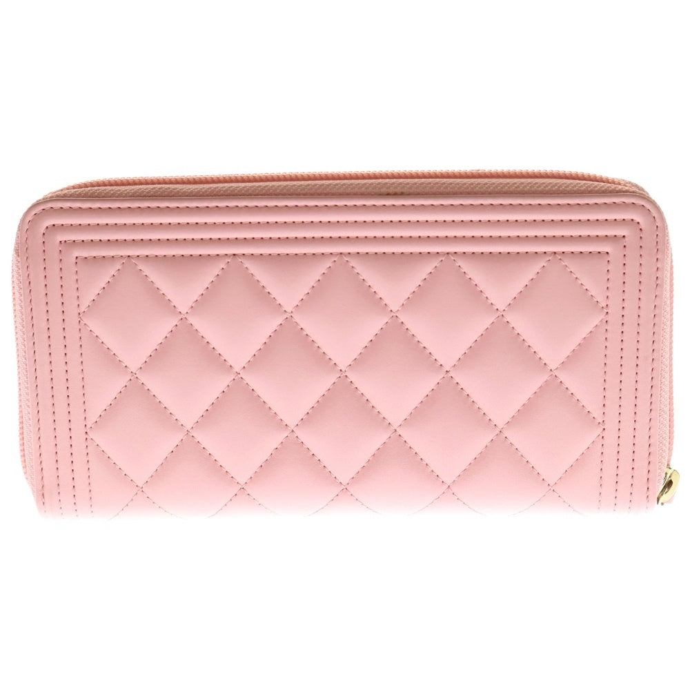 CHANEL(シャネル) ボーイシャネル ラウンドファスナーロングウォレット サーモンピンク レディース