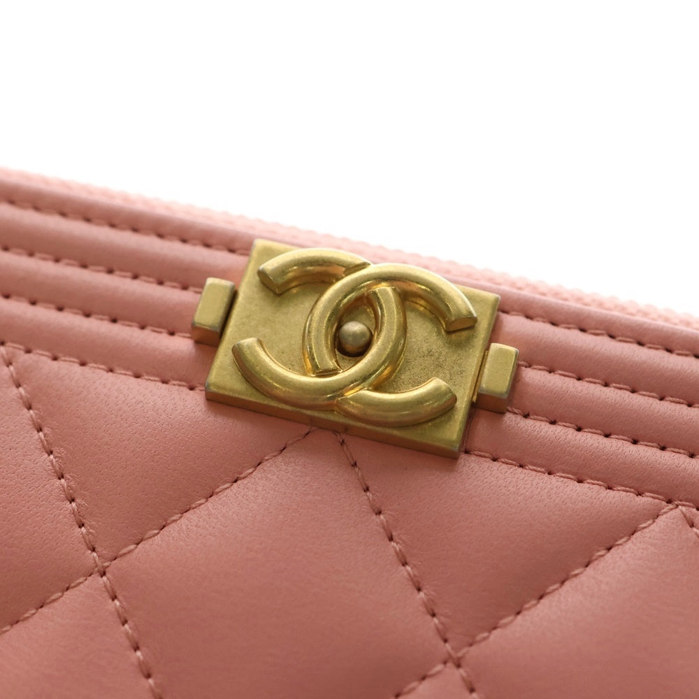 CHANEL(シャネル) ボーイシャネル ラウンドファスナーロングウォレット サーモンピンク レディース