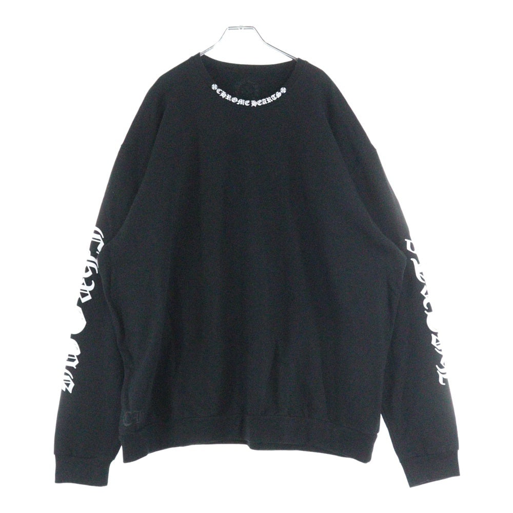 CHROME HEARTS(クロムハーツ) SWTSHRT PLVR ネックロゴプリントクルーネック プルオーバースウェットトレーナー ブラック