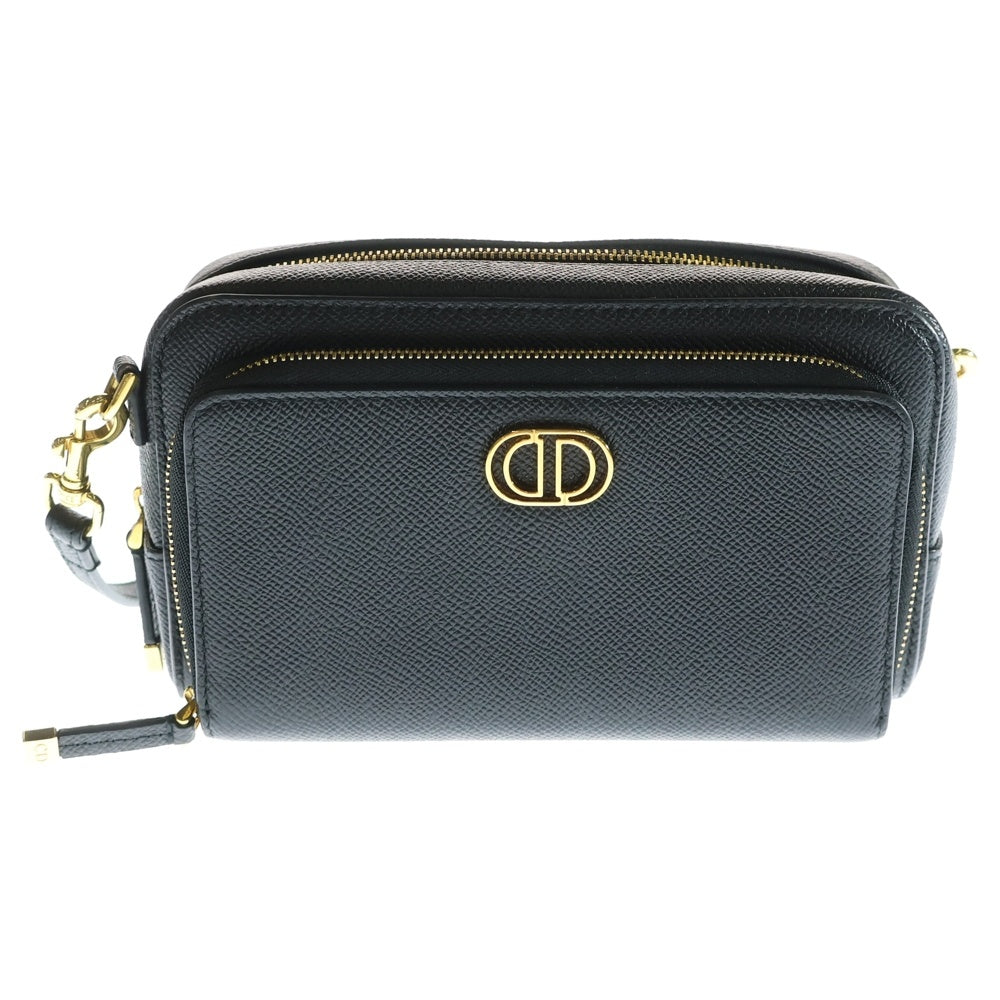 Christian Dior(クリスチャンディオール) CDロゴ カロ ダブルポーチレザーショルダーバッグ ブラック レディース S7431UBAE