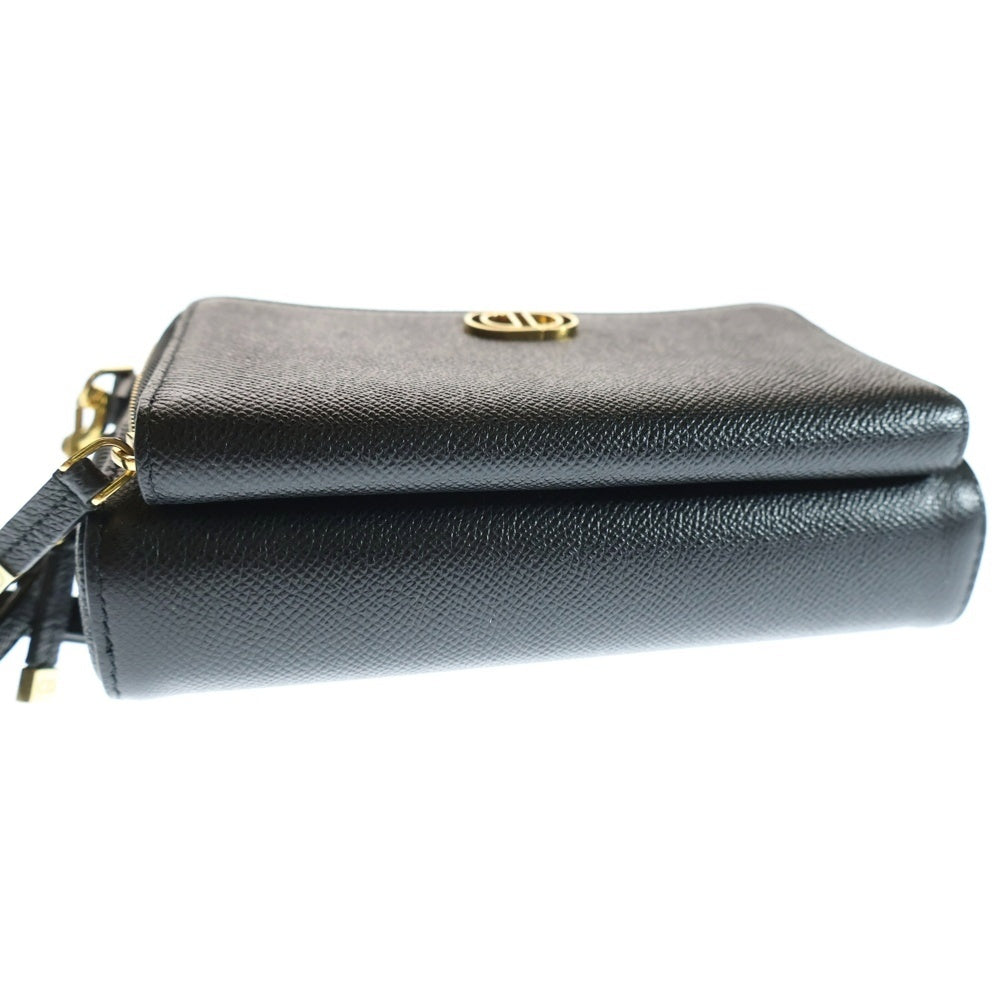 Christian Dior(クリスチャンディオール) CDロゴ カロ ダブルポーチレザーショルダーバッグ ブラック レディース S7431UBAE