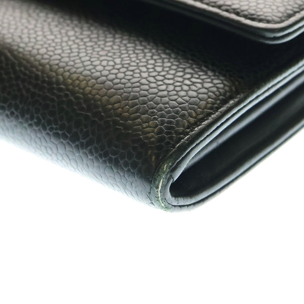 CHANEL(シャネル) デカココマーク 長財布 ロングウォレット カードケース ブラック キャビアスキン シルバー金具