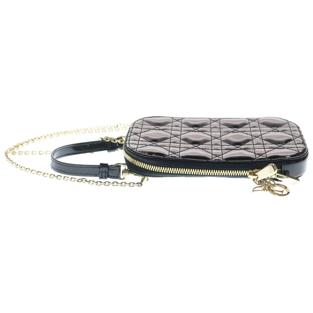 Christian Dior(クリスチャンディオール) カナージュ フォンホルダー ブラック パテント ショルダーバッグ レディース