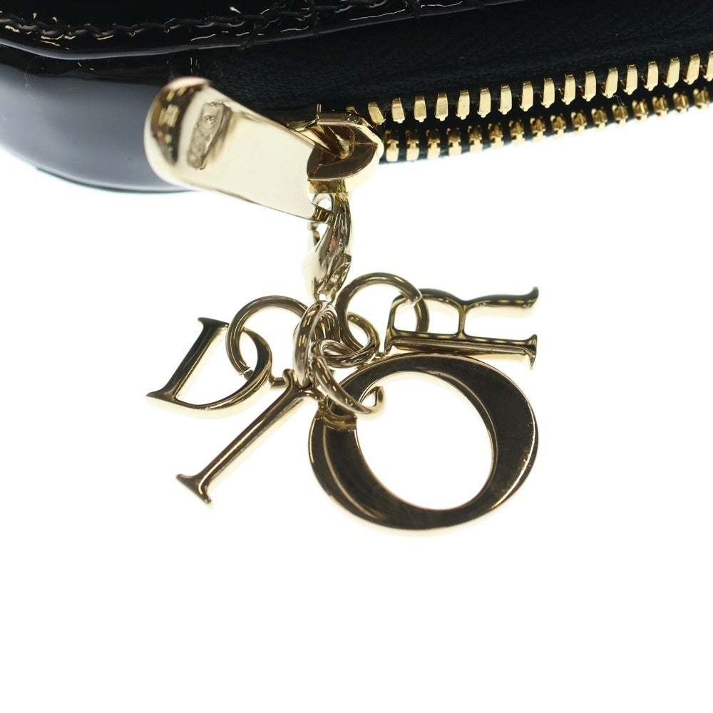 Christian Dior(クリスチャンディオール) カナージュ フォンホルダー ブラック パテント ショルダーバッグ レディース