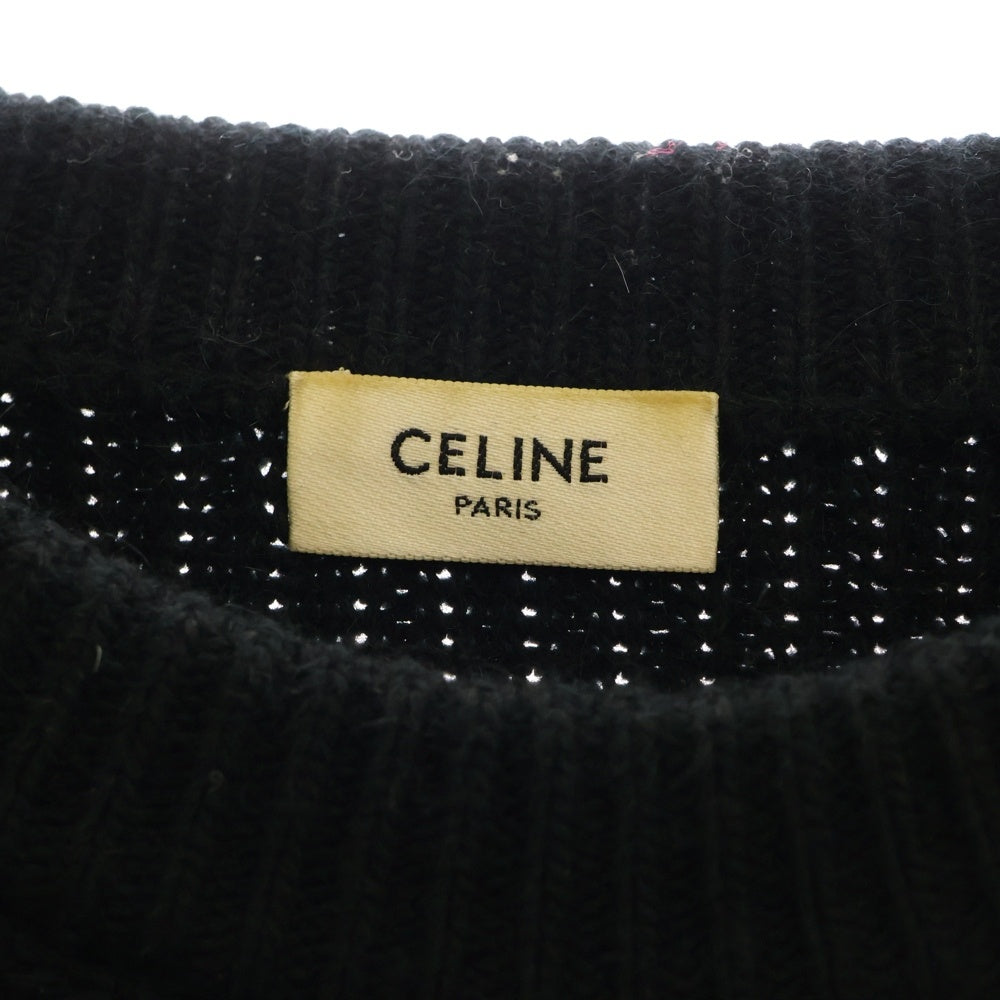 CELINE(セリーヌ) 21AW Embroidery Over Size Sweater エンブロイダリーロゴ オーバーサイズクルーネック長袖ニット セーター ブラック 2A19R205O