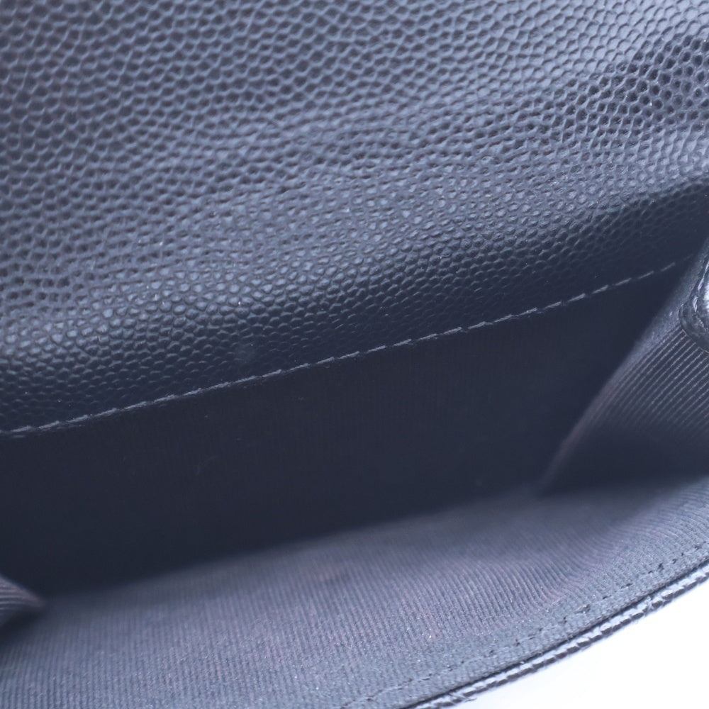 CHANEL(シャネル) マトラッセ クラシック スモール キャビアスキン レザー ココマーク コンパクトウォレット 三つ折り財布 ゴールド金具 ブラック AP0230