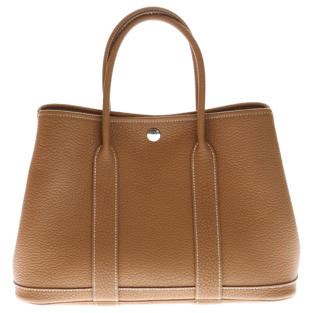 HERMES(エルメス) ガーデンパーティTPM トゴ ハンドバッグ トートバッグ ブラウン キャメル ゴールド シルバー金具 W刻印