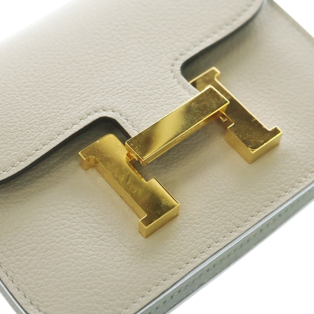 HERMES(エルメス) コンスタンススリム エバーカラー コンパクトウォレット 財布 ライトブルー ブルーグレイシャー W刻印 ゴールド金具