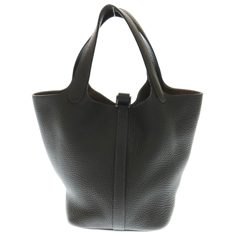 HERMES(エルメス) ピコタンPM マカサー トリヨン ハンドバッグ ミニバッグ レザー ダークブラウン シルバー金具 Z刻印