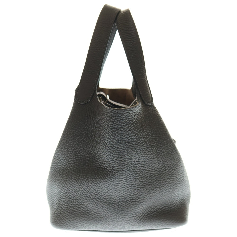 HERMES(エルメス) ピコタンPM マカサー トリヨン ハンドバッグ ミニバッグ レザー ダークブラウン シルバー金具 Z刻印