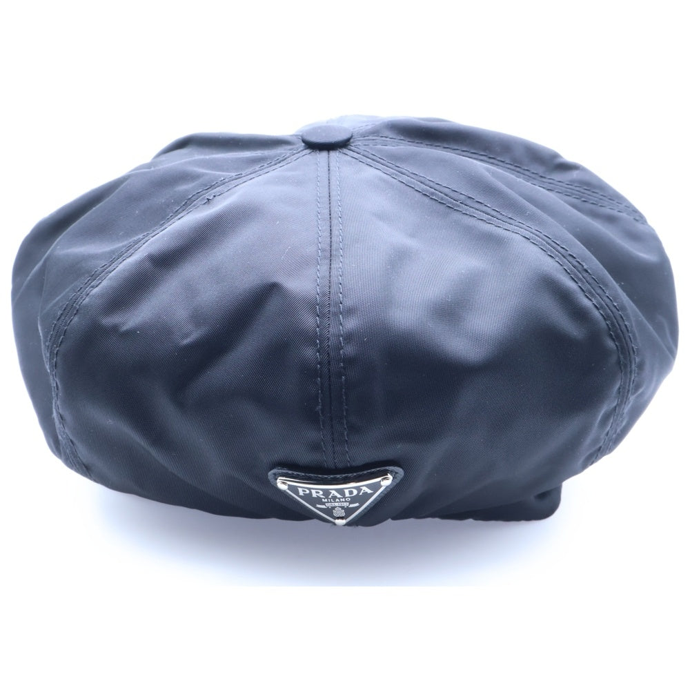 PRADA(プラダ) ロゴ三角プレート ナイロン テスート キャスケット 帽子 ブラック 1HC551
