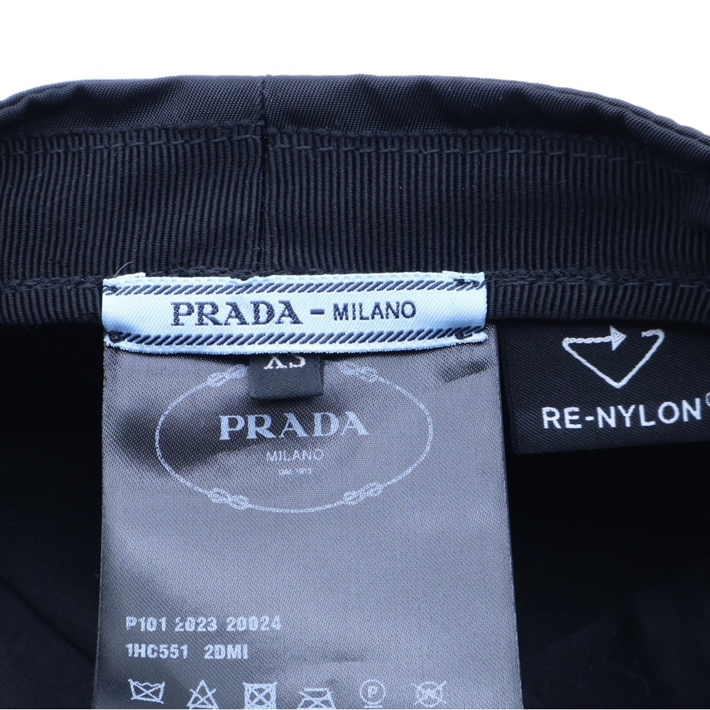 PRADA(プラダ) ロゴ三角プレート ナイロン テスート キャスケット 帽子 ブラック 1HC551