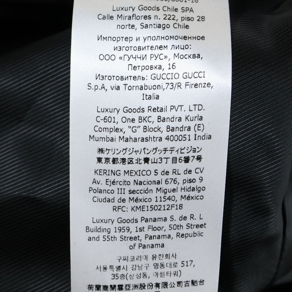 GUCCI(グッチ) DIY オーダー ビジューM刺繍 ゴールドボタン メルトンウール エポーレット ステンカラー ロング ケープ コート ポンチョ ブラック 622510