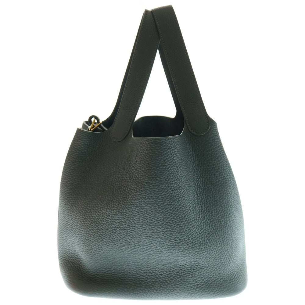 HERMES(エルメス) ピコタンロックMM ヴェールマングローブ トリヨンクレマンス レザー ハンドバッグ ゴールド金具 グレー K刻印