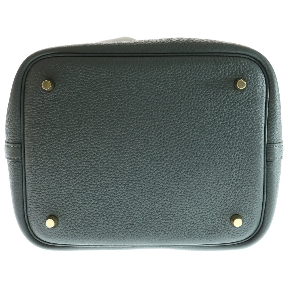 HERMES(エルメス) ピコタンロックMM ヴェールマングローブ トリヨンクレマンス レザー ハンドバッグ ゴールド金具 グレー K刻印