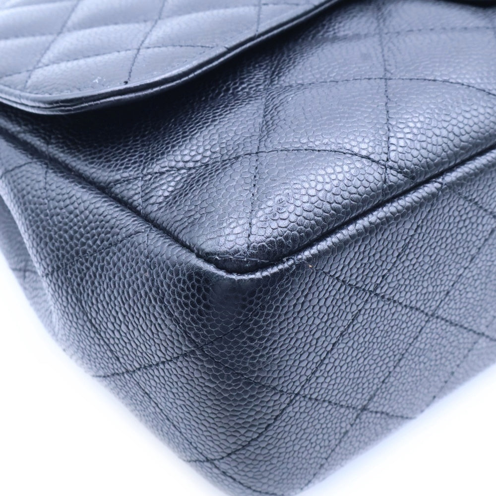 CHANEL(シャネル) デカマトラッセ30 ココマーク キャビアスキン Sフラップ/Wチェーンショルダーバッグ SV金具 ブラック