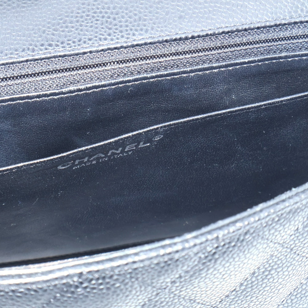 CHANEL(シャネル) デカマトラッセ30 ココマーク キャビアスキン Sフラップ/Wチェーンショルダーバッグ SV金具 ブラック