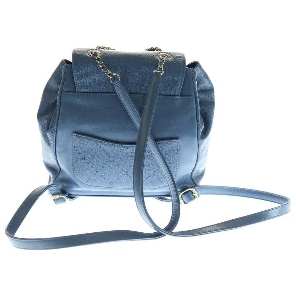 CHANEL(シャネル) ビジネスアフィニティ リュックサック バッグパック ショルダーバッグ ライトブルー ゴールド金具 キャビアスキン
