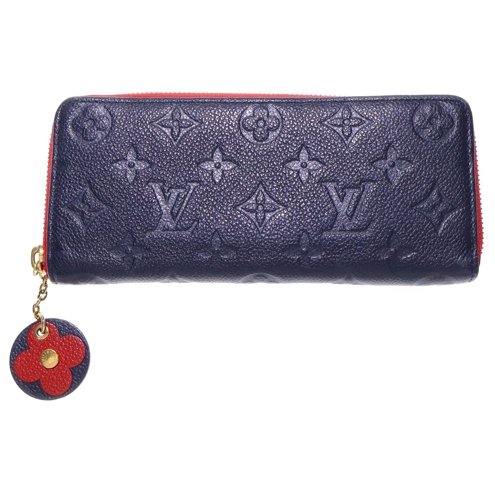 LOUIS VUITTON(ルイヴィトン) モノグラムアンプラントポルトフォイユ・クレマンス ロングウォレット 長財布 カードケース ネイビー×レッド レザー M68325
