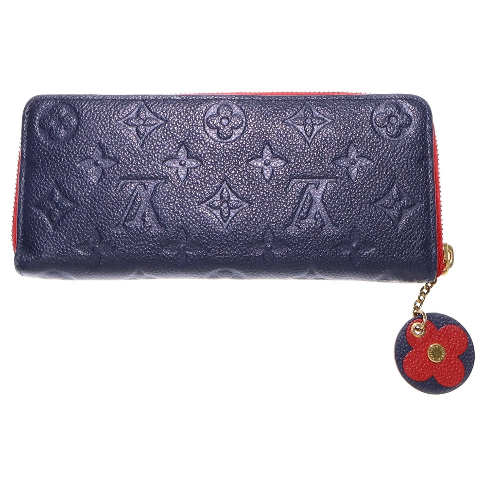 LOUIS VUITTON(ルイヴィトン) モノグラムアンプラントポルトフォイユ・クレマンス ロングウォレット 長財布 カードケース ネイビー×レッド レザー M68325