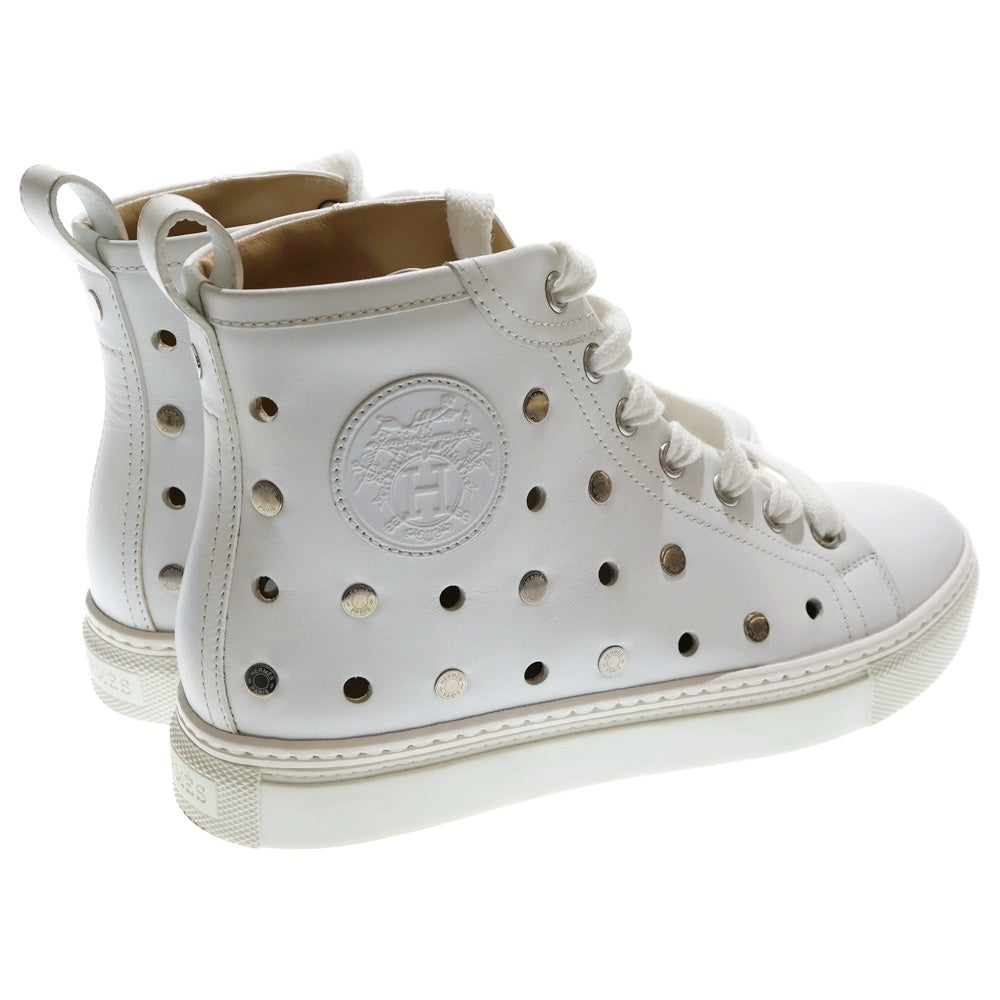 HERMES(エルメス) セリエ パンチングレザー エクスリブリス ロゴ レースアップ ハイカットシューズ スニーカー ホワイト