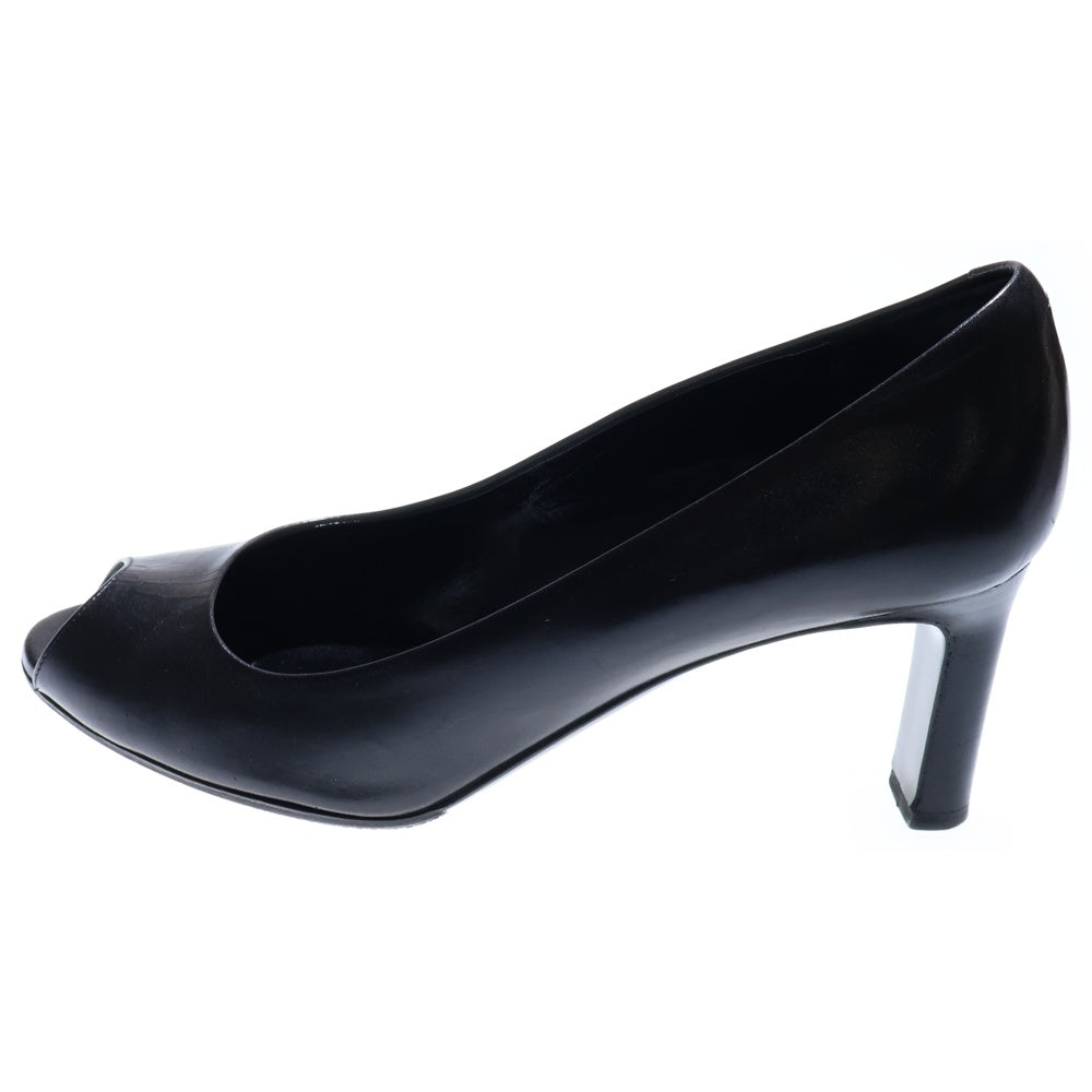 HERMES(エルメス) レザー オープントゥ ヒール パンプス シューズ ブラック レディース