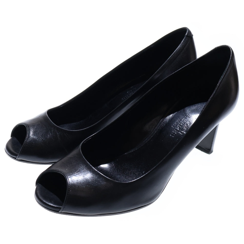 HERMES(エルメス) レザー オープントゥ ヒール パンプス シューズ ブラック レディース