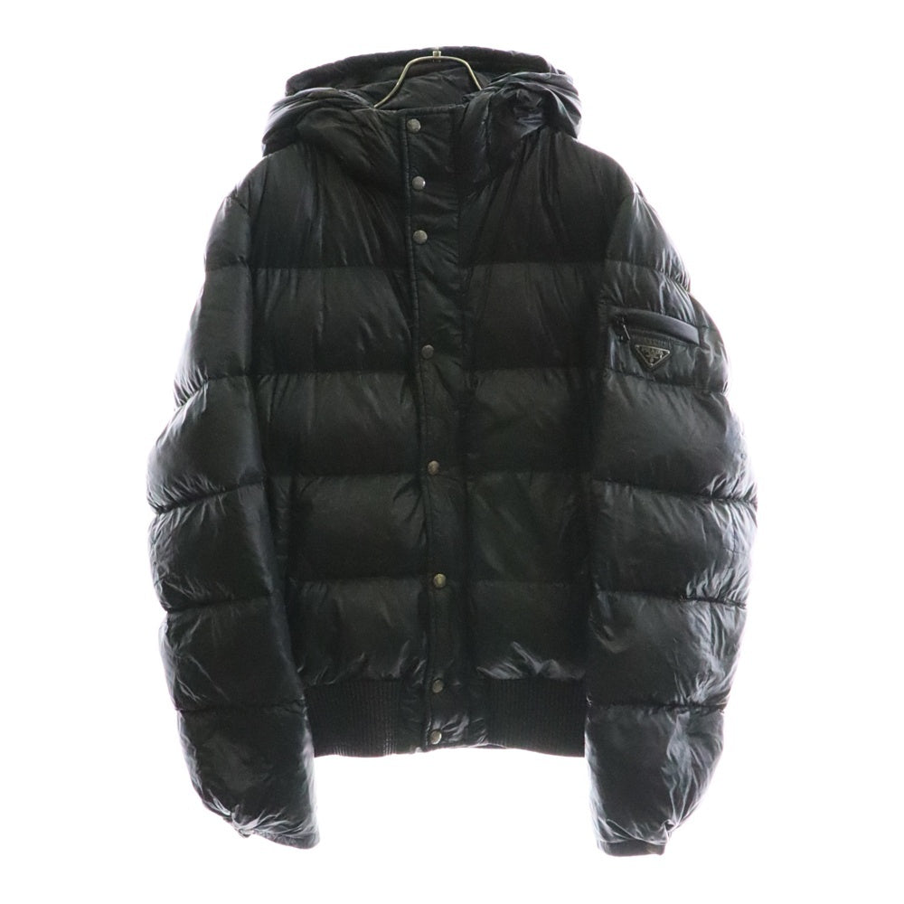 PRADA SPORT(プラダ スポーツ) 13AW トライアングルロゴプレート フーデッド ジップアップ ダウンジャケット ブラック SGH588