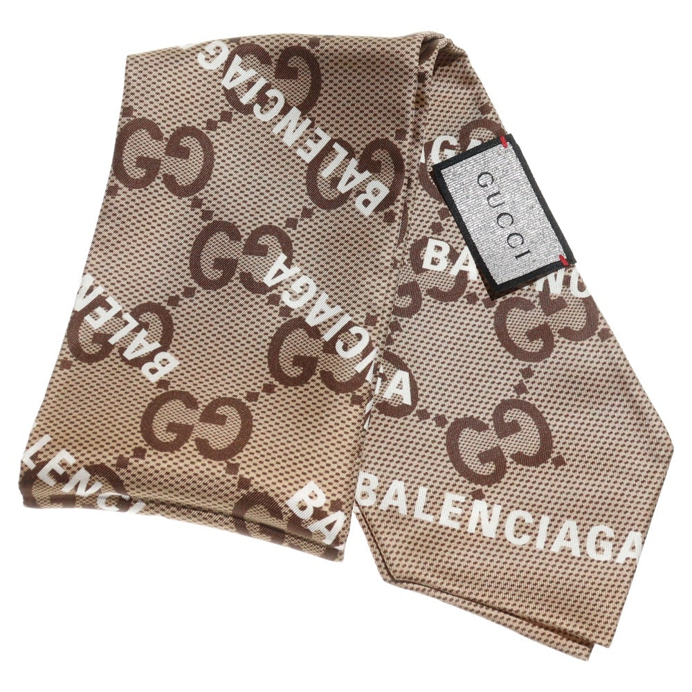 GUCCI(グッチ) ×バレンシアガ ザ ハッカー プロジェクト マキシGG プリント シルク ネックボウ ネクタイ ベージュ 676777