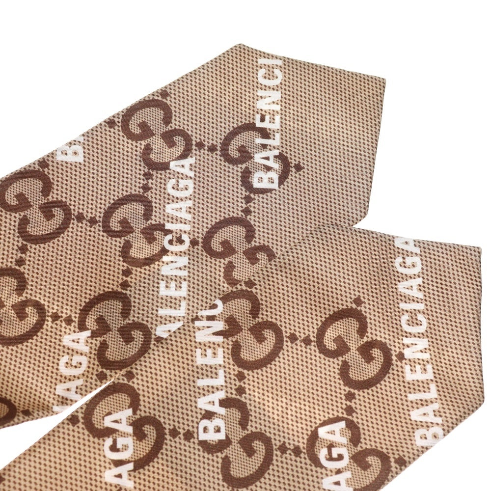 GUCCI(グッチ) ×バレンシアガ ザ ハッカー プロジェクト マキシGG プリント シルク ネックボウ ネクタイ ベージュ 676777