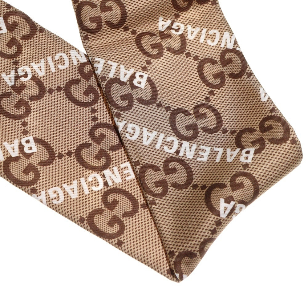 GUCCI(グッチ) ×バレンシアガ ザ ハッカー プロジェクト マキシGG プリント シルク ネックボウ ネクタイ ベージュ 676777
