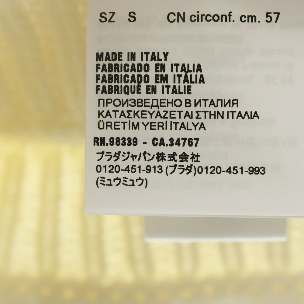 miumiu(ミュウミュウ) 24AW ロゴジャガード カシミヤ混 ウールニット キャップ ポンポン ビーニー 帽子 ホワイト 5HC324