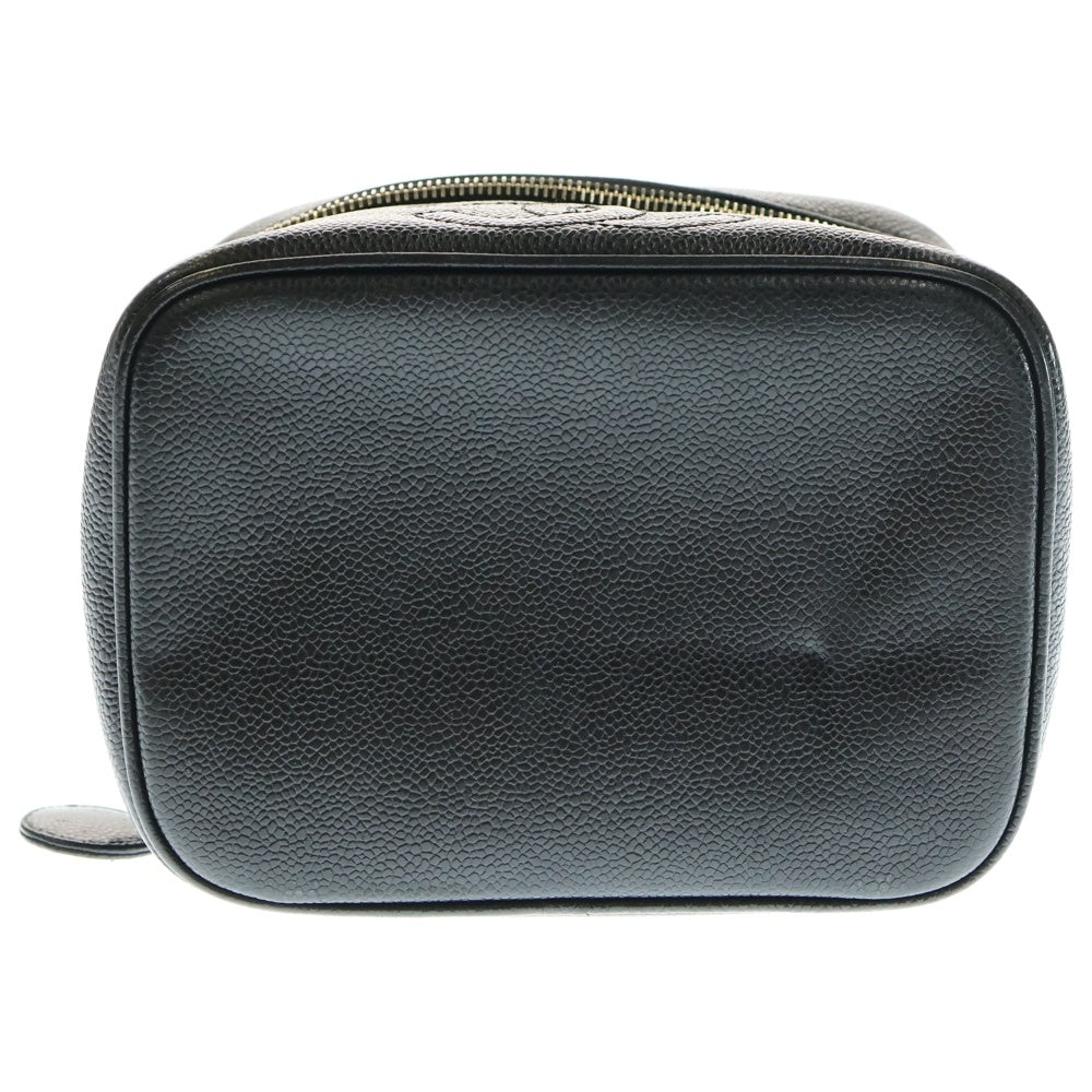 CHANEL(シャネル) ココマーク バニティバッグ ポーチ ケース ブラック キャビアスキン ゴールド金具