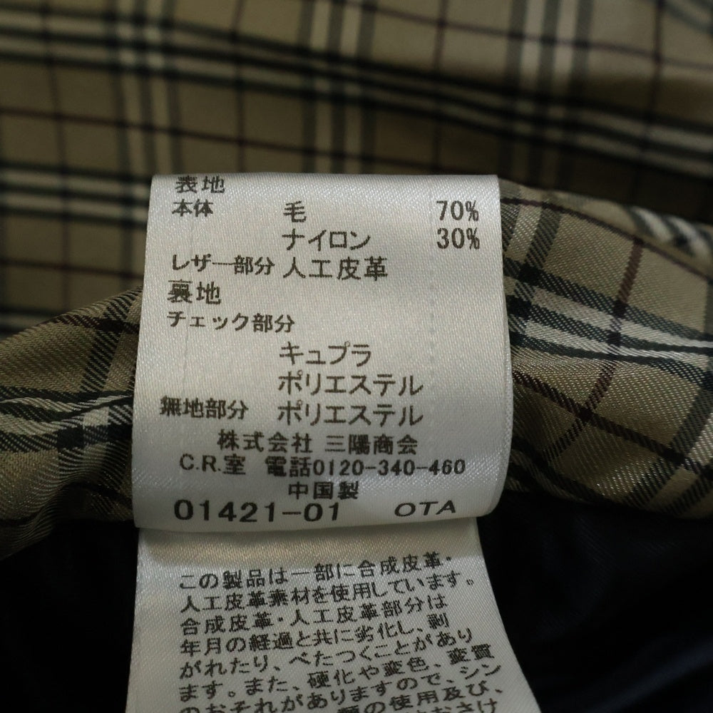 BURBERRYS(バーバリーズ) 裏地ノバチェック総柄 ロゴ ゴールドボタン メルトンウール フーデッド ダブルブレスト トレンチ ポンチョ コート レディース E1G11-407-29