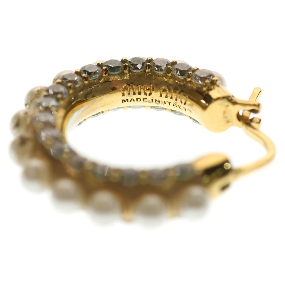 miumiu(ミュウミュウ) ロゴピアス イヤーアクセサリー GP×パール×ラインストーン ゴールド 5JO654