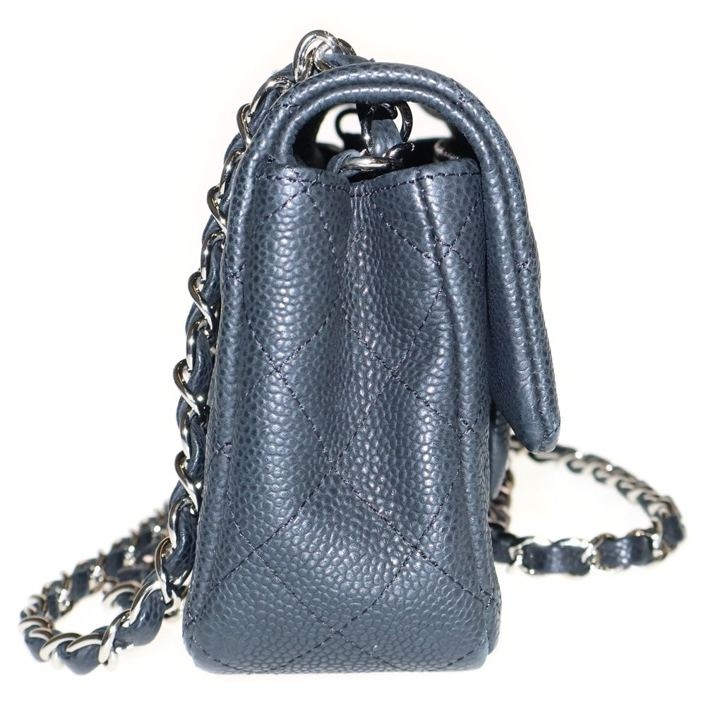 CHANEL(シャネル) ミニマトラッセ ココマーク キャビアスキン SV金具 Sフラップレザーチェーンショルダーバッグ ブラック