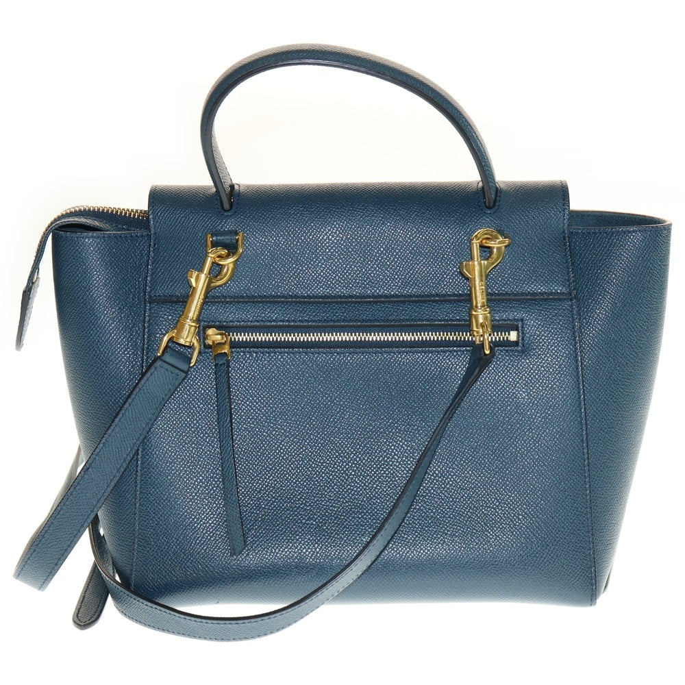 CELINE(セリーヌ) ベルトバッグ 2WAYバッグ ハンドバッグ ショルダーバッグ マイクロ ブルー レザー ゴールド金具