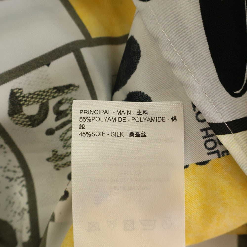 LOUIS VUITTON(ルイヴィトン) 24SS ロゴ グラフィック総柄プリント シルクブレンド フーデッド オーバーサイズ 長袖シャツ マルチカラー ホワイト/ブラック RM241M FWB HQS09W