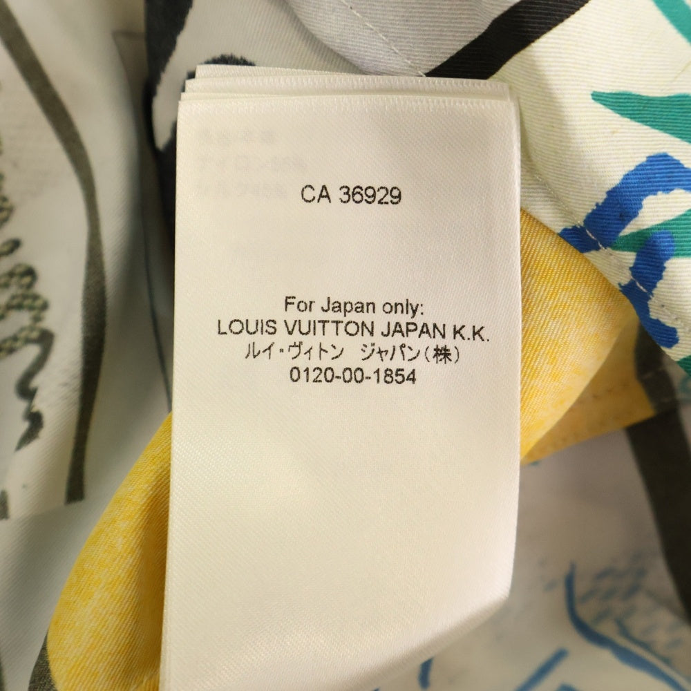 LOUIS VUITTON(ルイヴィトン) 24SS ロゴ グラフィック総柄プリント シルクブレンド フーデッド オーバーサイズ 長袖シャツ マルチカラー ホワイト/ブラック RM241M FWB HQS09W