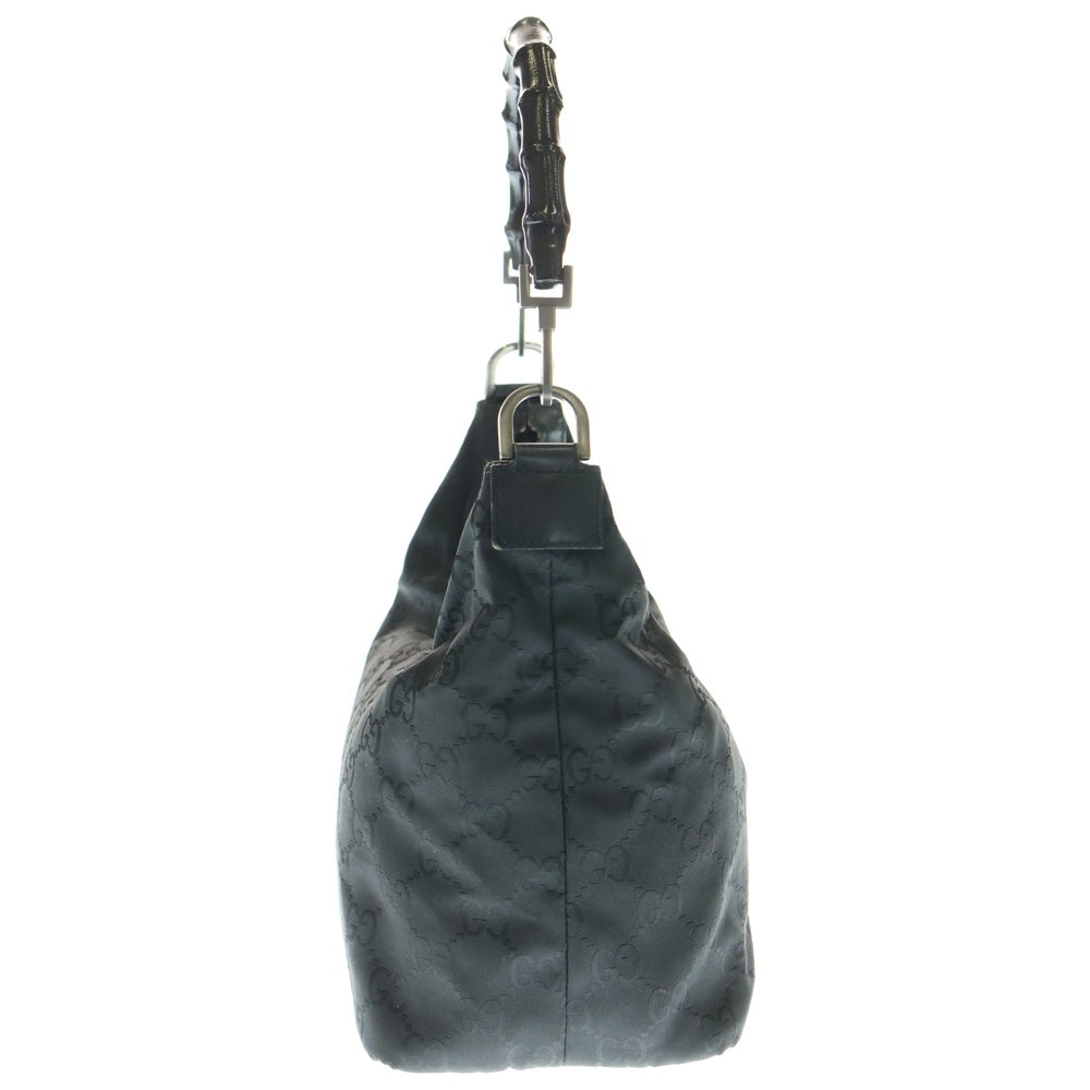 GUCCI(グッチ) バンブー ハンドバッグ ワンショルダーバッグ ミニバッグ ブラック ナイロン 000-0531 シルバー金具